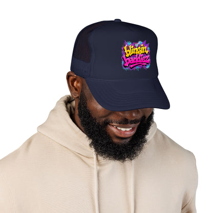 Foam Trucker Hat — "Blingin Baddiez" Colorful Graffiti Logo Cap
