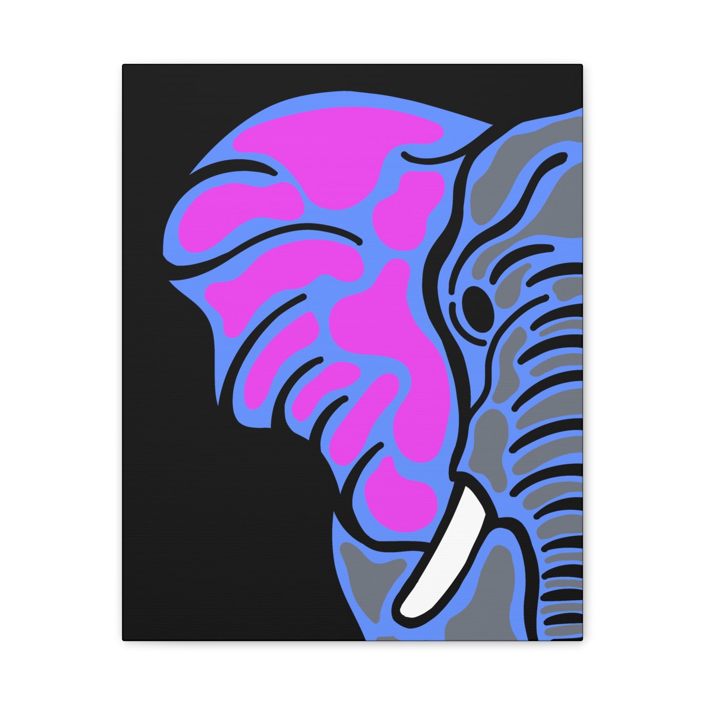 Neon Elephant Canvas Print — Bold Pink & Blue Safari Wall Art