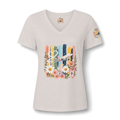 Floral Striped Heart Airplane