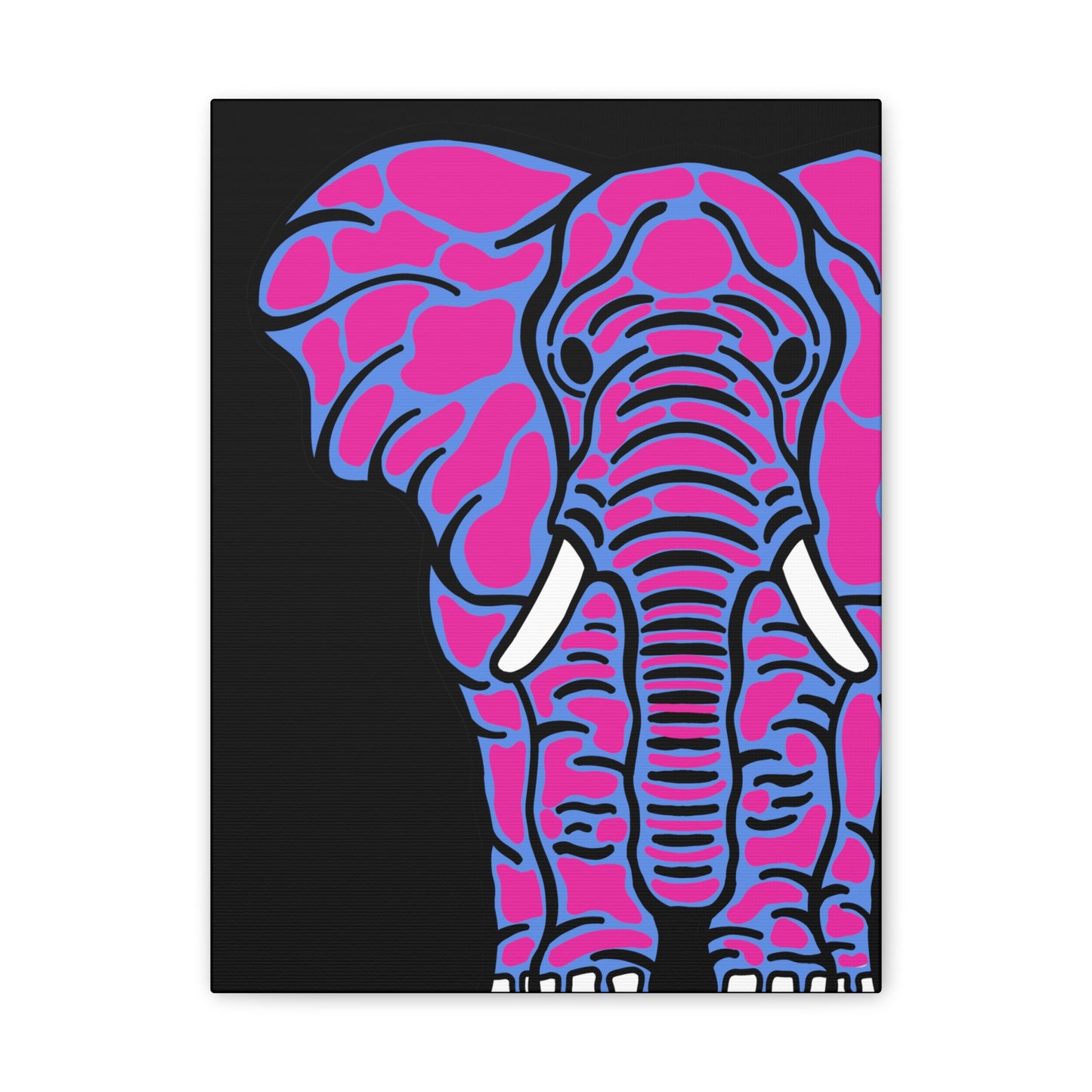 Neon Elephant Canvas Print — Bold Pink & Blue Safari Wall Art