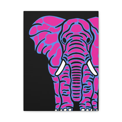 Neon Elephant Canvas Print — Bold Pink & Blue Safari Wall Art