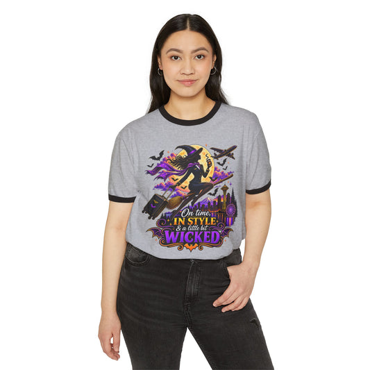 Wicked Witch Halloween Ringer T-Shirt — "One Time In Style I Was A Little Wicked"