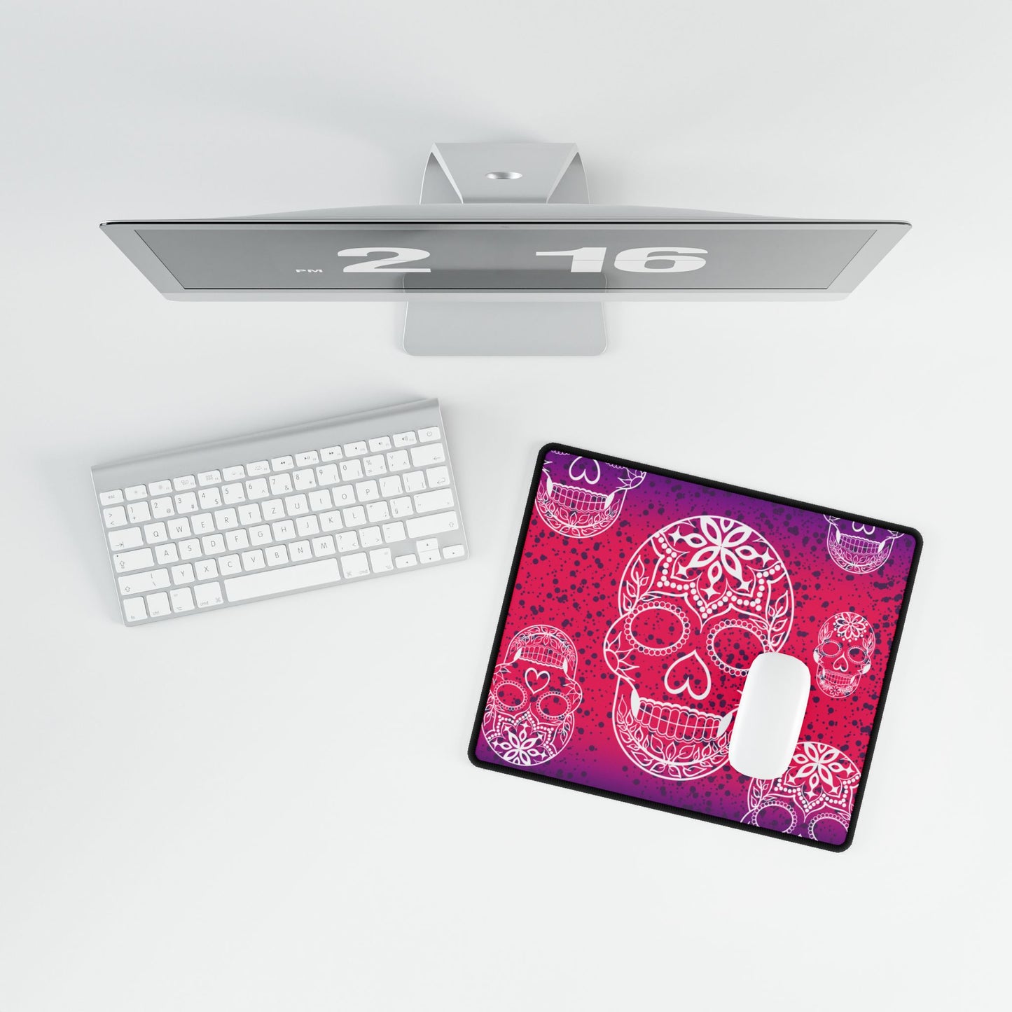 Pink purple skull Desk Mats