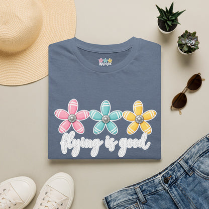 Flying Is Good Floral T-Shirt — Cute Retro Propeller Flowers Tee