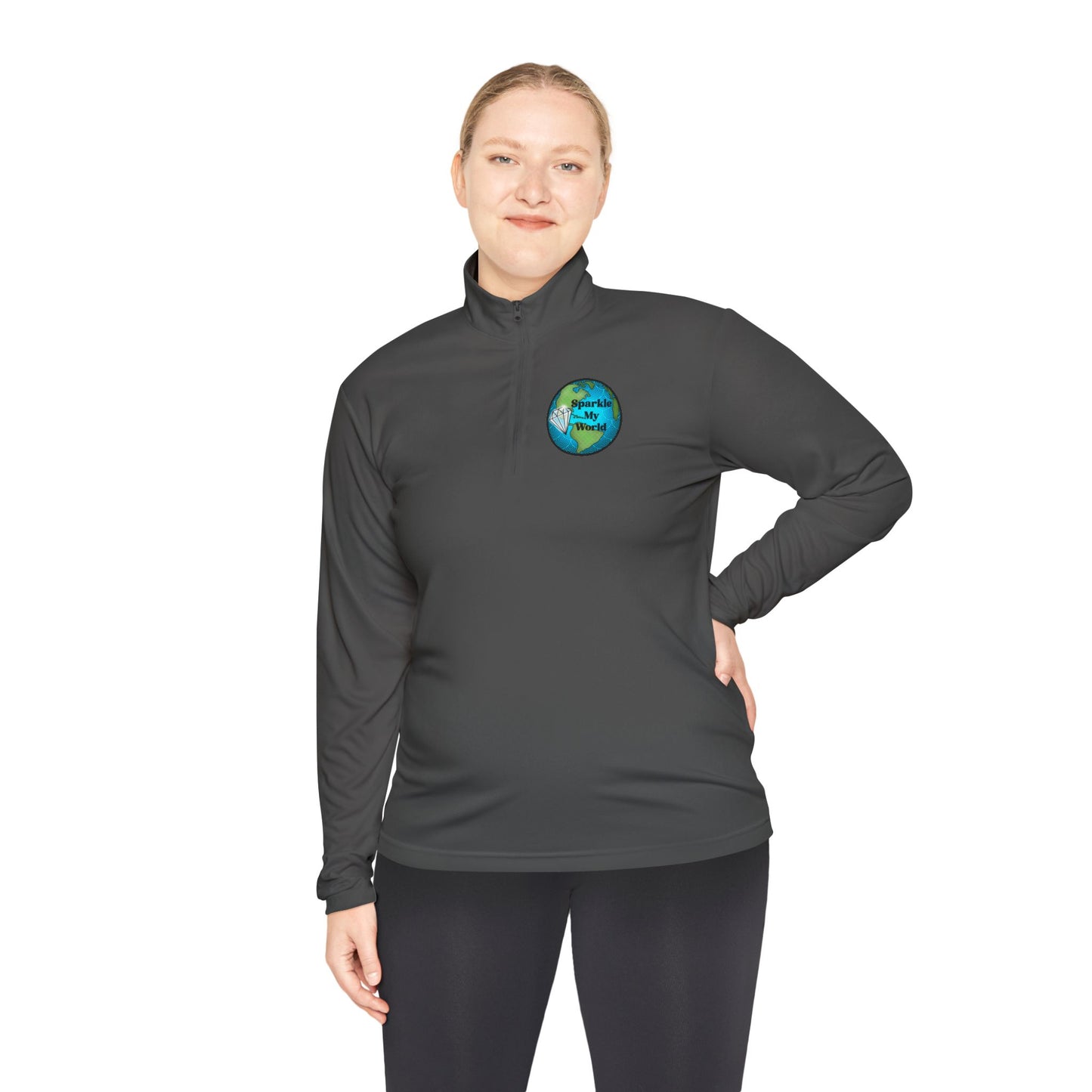 Sparkle My World Quarter-Zip Pullover — Earth Graphic Diamond Logo