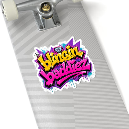 Graffiti 'Blingin Baddiez' Kiss-Cut Sticker — Colorful Hip-Hop Laptop Decal