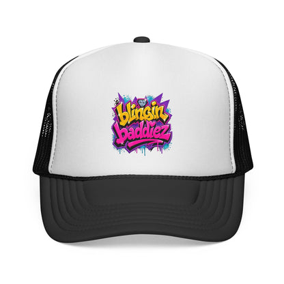 'Blingin Baddiez' Colorful Graffiti Mesh Hat