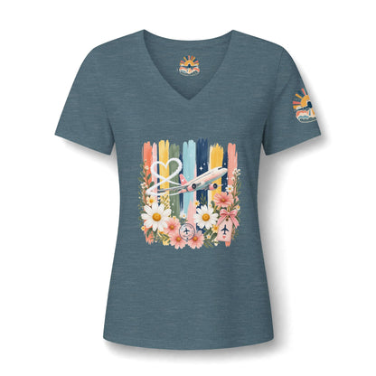 Floral Striped Heart Airplane