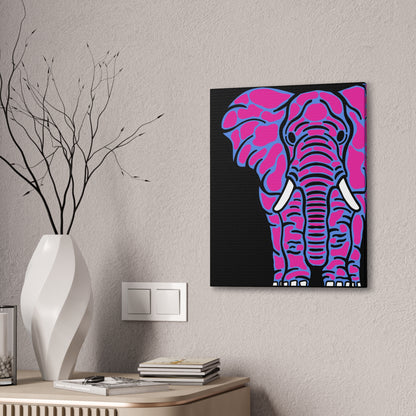 Neon Elephant Canvas Print — Bold Pink & Blue Safari Wall Art