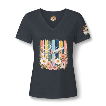 Floral Striped Heart Airplane