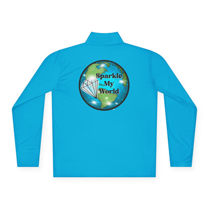 Sparkle My World Quarter-Zip Pullover — Earth Graphic Diamond Logo