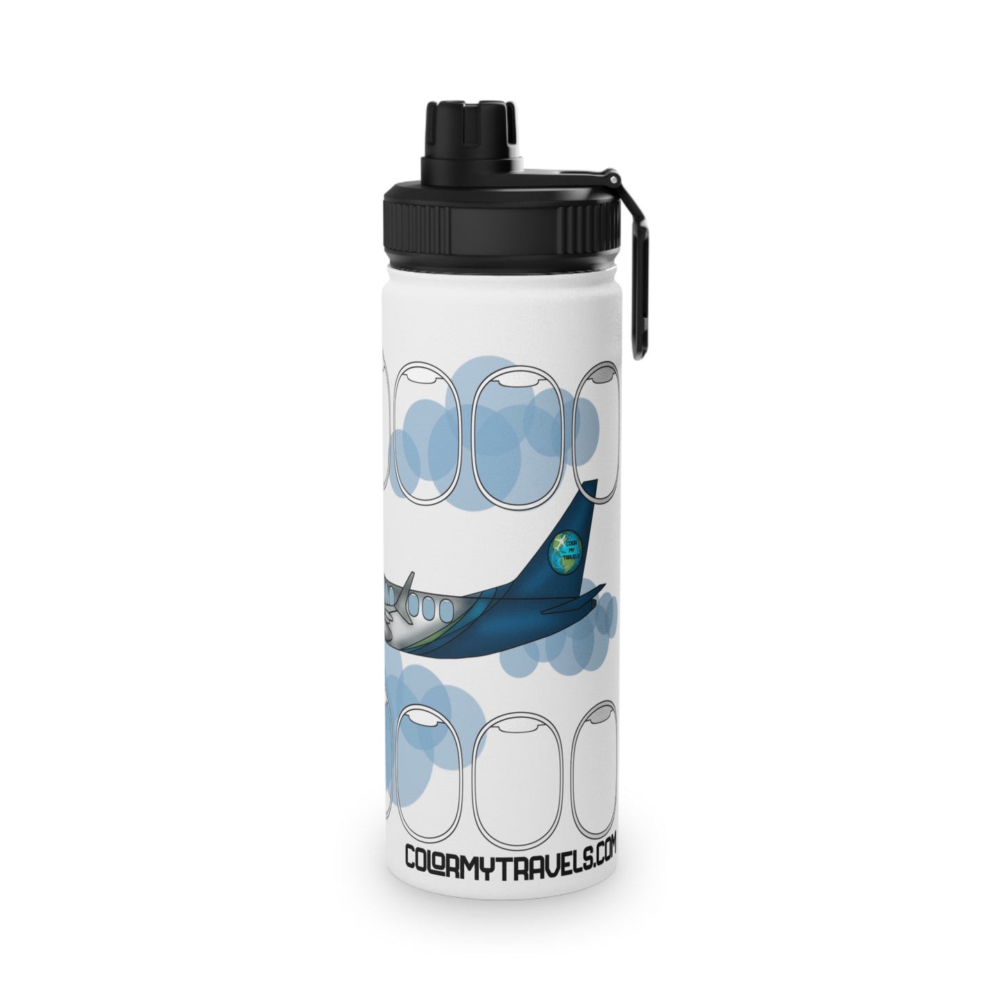 Jet window collection Stainless Steel Water Bottle, Sports Lid