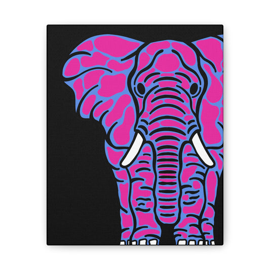 Neon Elephant Canvas Print — Bold Pink & Blue Safari Wall Art