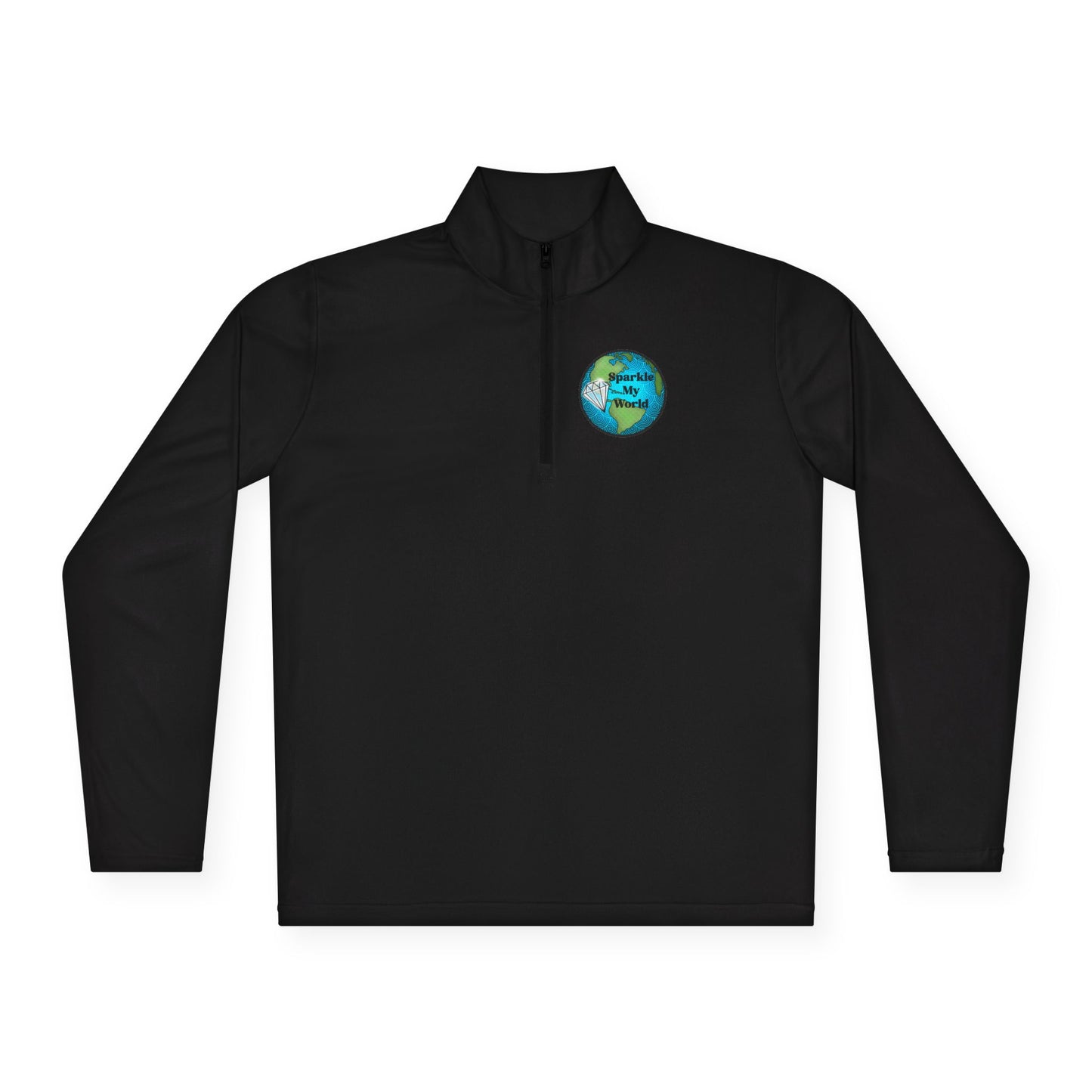 Sparkle My World Quarter-Zip Pullover — Earth Graphic Diamond Logo