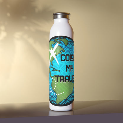 Color my travels Slim Water Bottle