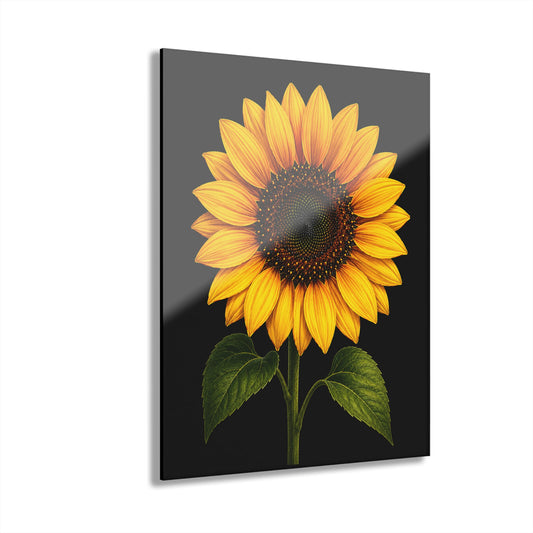 Justine Sunflower Acrylic Print — Glossy Floral Wall Art (French Cleat Hanging)