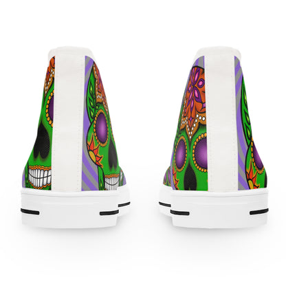 Green Sugar Skull Random Women's High Top Sneakers