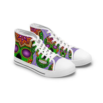 Green Sugar Skull Random Women's High Top Sneakers