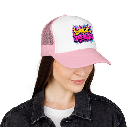 Foam Trucker Hat — "Blingin Baddiez" Colorful Graffiti Logo Cap
