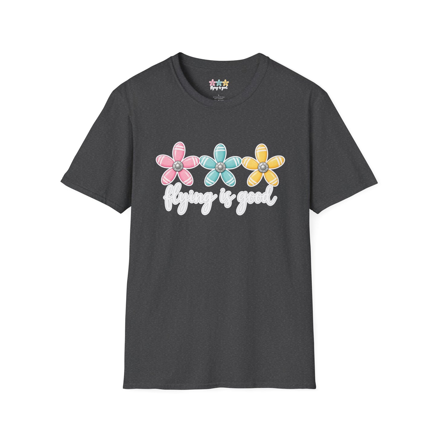 Flying Is Good Floral T-Shirt — Cute Retro Propeller Flowers Tee
