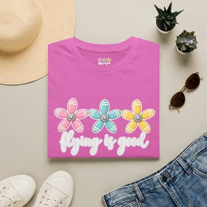 Flying Is Good Floral T-Shirt — Cute Retro Propeller Flowers Tee