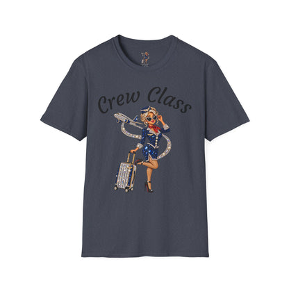Crew Class T-Shirt — Retro Flight Attendant Graphic Tee