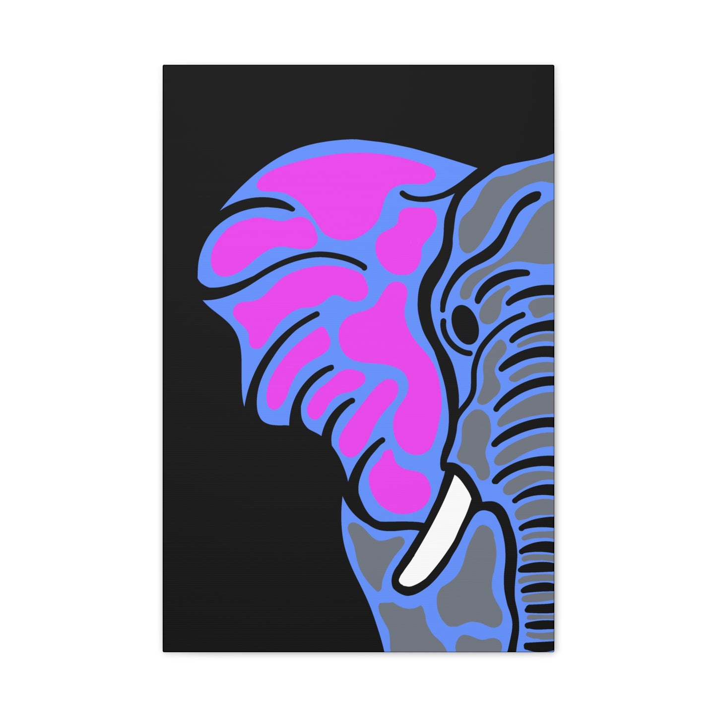 Neon Elephant Canvas Print — Bold Pink & Blue Safari Wall Art