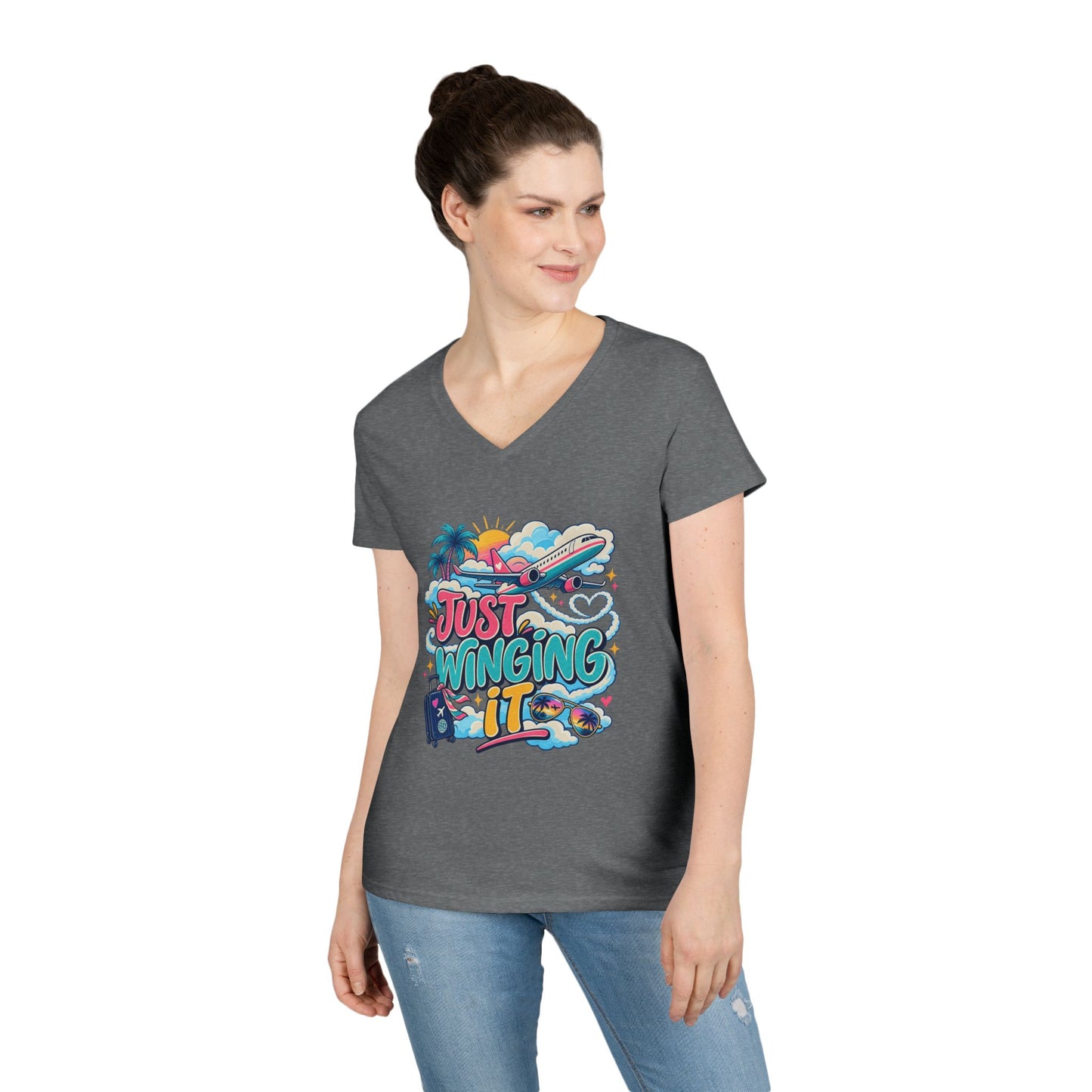 Just Winging It plane travel graphic T-Shirt | Vacation vibes, palm trees