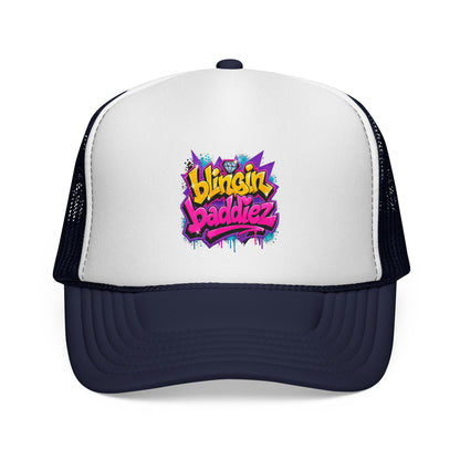 'Blingin Baddiez' Colorful Graffiti Mesh Hat