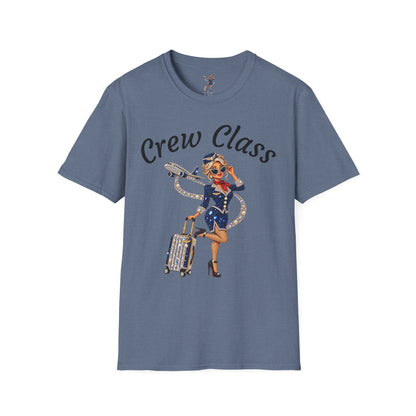 Crew Class T-Shirt — Retro Flight Attendant Graphic Tee