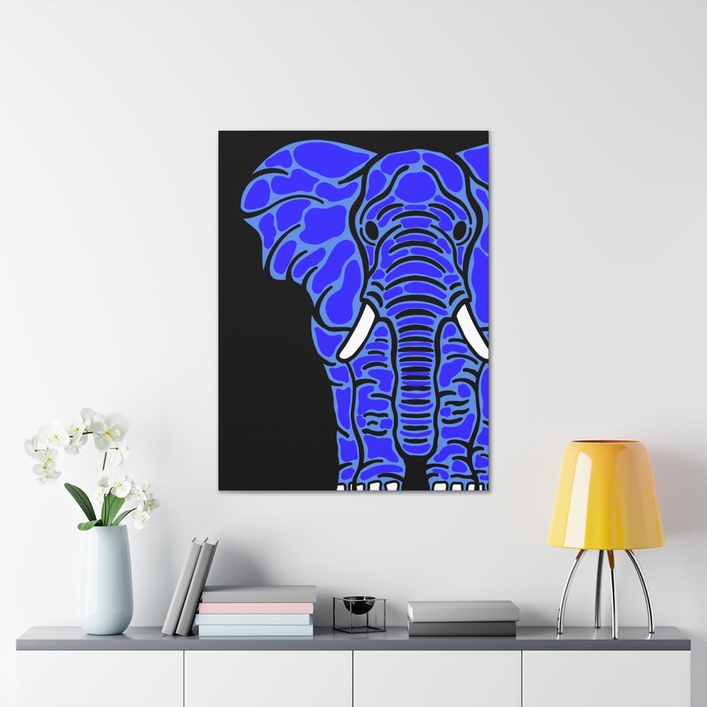 Neon Blue Elephant Canvas Print