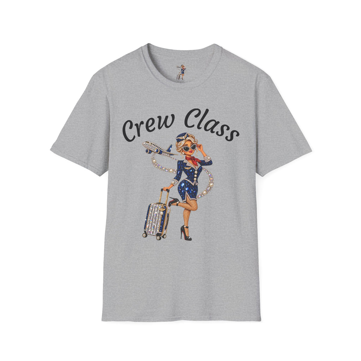 Crew Class T-Shirt — Retro Flight Attendant Graphic Tee