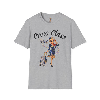 Crew Class T-Shirt — Retro Flight Attendant Graphic Tee
