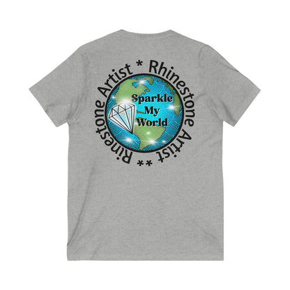 Sparkle My World Unisex Jersey V-Neck Tee - Inspirational Gift, Casual Wear, Graphic Tee, Unique Shirt, Gift for Dreamers