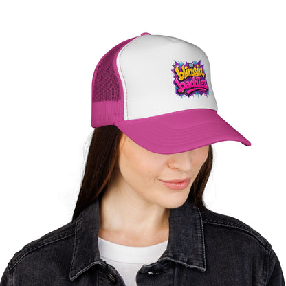 'Blingin Baddiez' Colorful Graffiti Mesh Hat