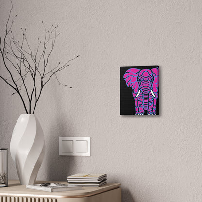 Neon Elephant Canvas Print — Bold Pink & Blue Safari Wall Art