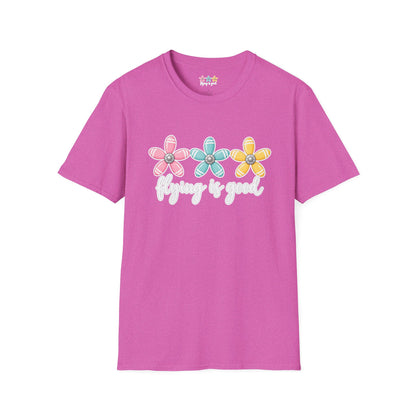 Flying Is Good Floral T-Shirt — Cute Retro Propeller Flowers Tee