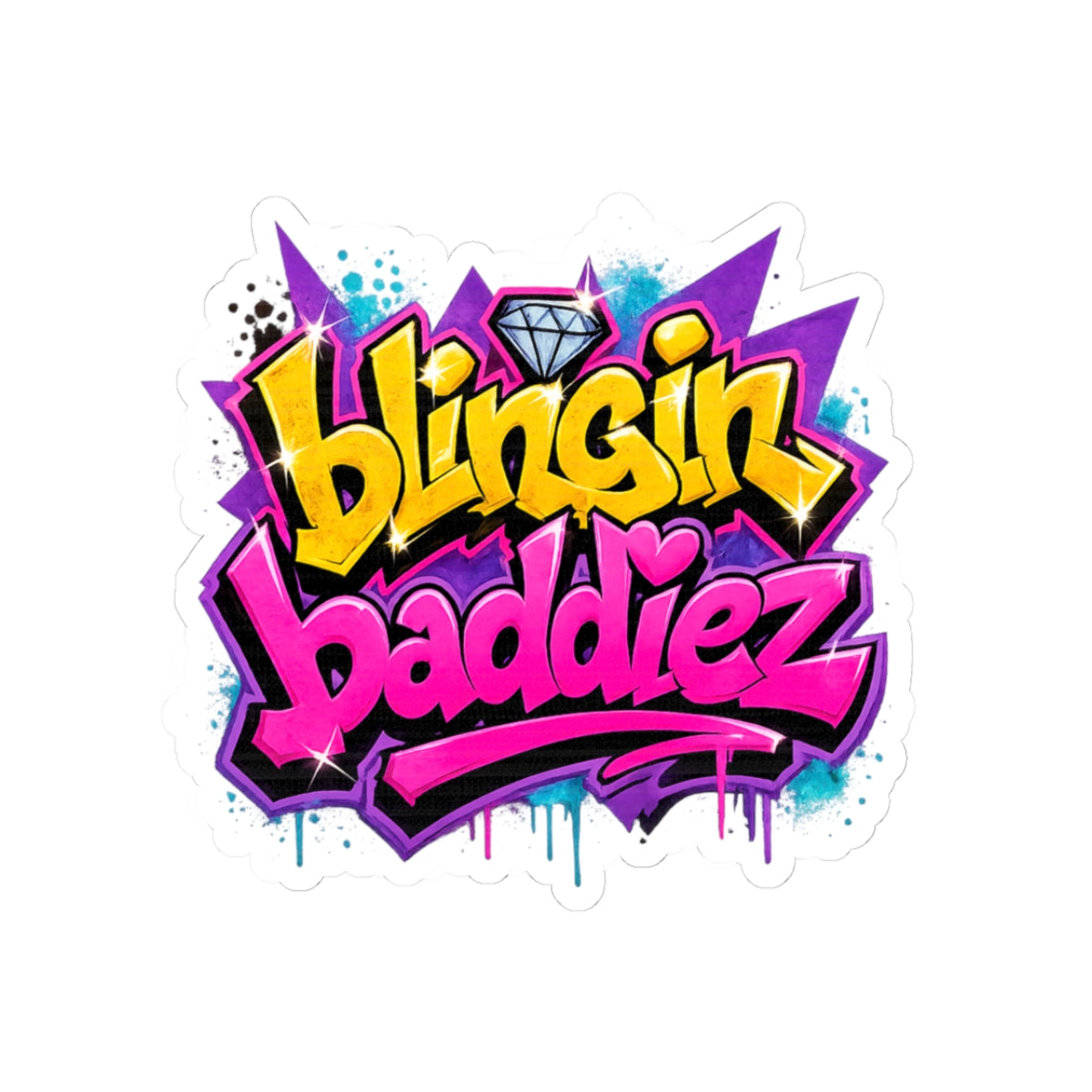 Graffiti 'Blingin Baddiez' Kiss-Cut Sticker — Colorful Hip-Hop Laptop Decal