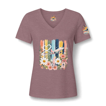 Floral Striped Heart Airplane