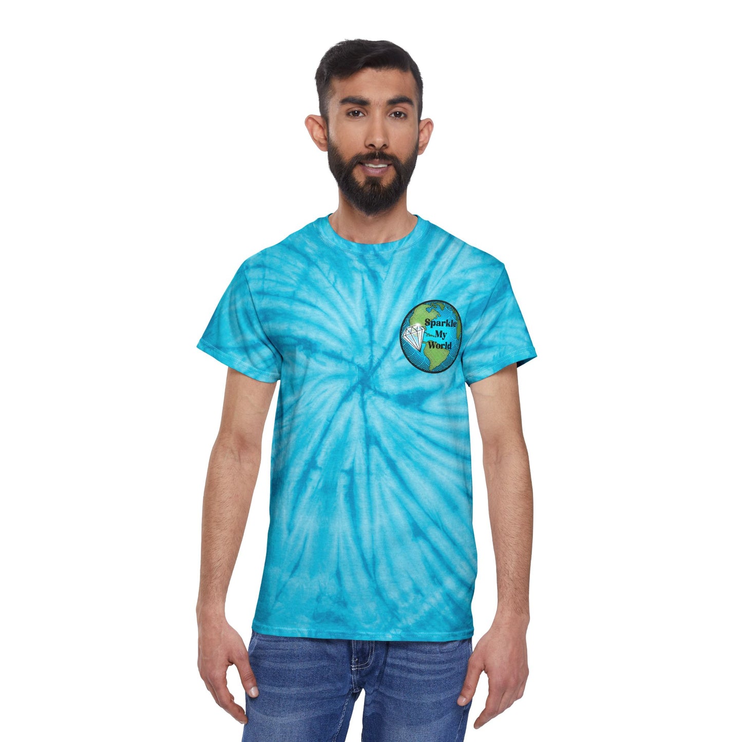 Sparkle My World Tie-Dye Tee, Vibrant Casual Wear for Eco-Lovers, Perfect for Earth Day, Summer Festivals, Beach Vibes, Gift for Friends