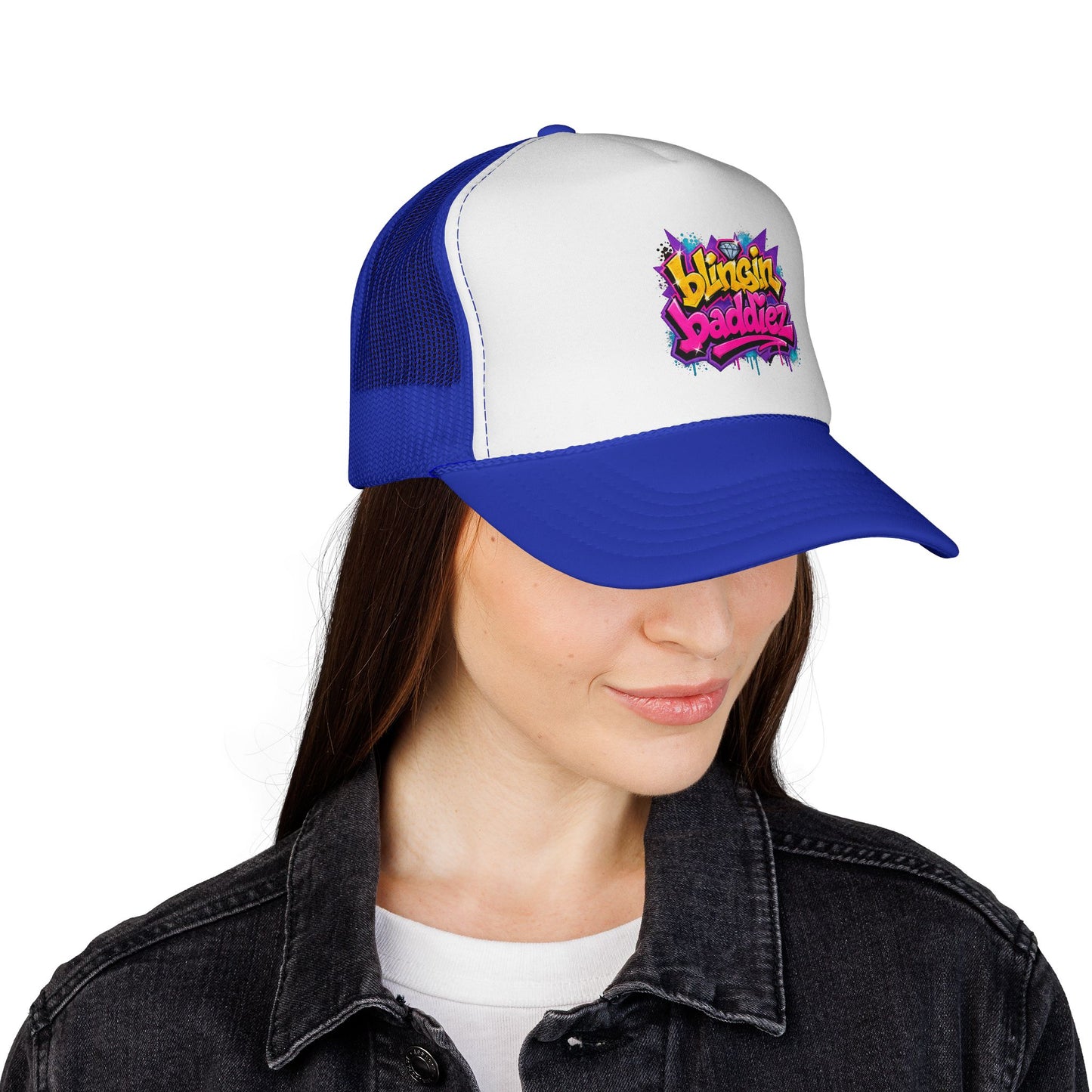 'Blingin Baddiez' Colorful Graffiti Mesh Hat