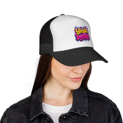 'Blingin Baddiez' Colorful Graffiti Mesh Hat