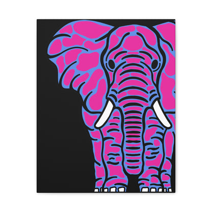 Neon Elephant Canvas Print — Bold Pink & Blue Safari Wall Art