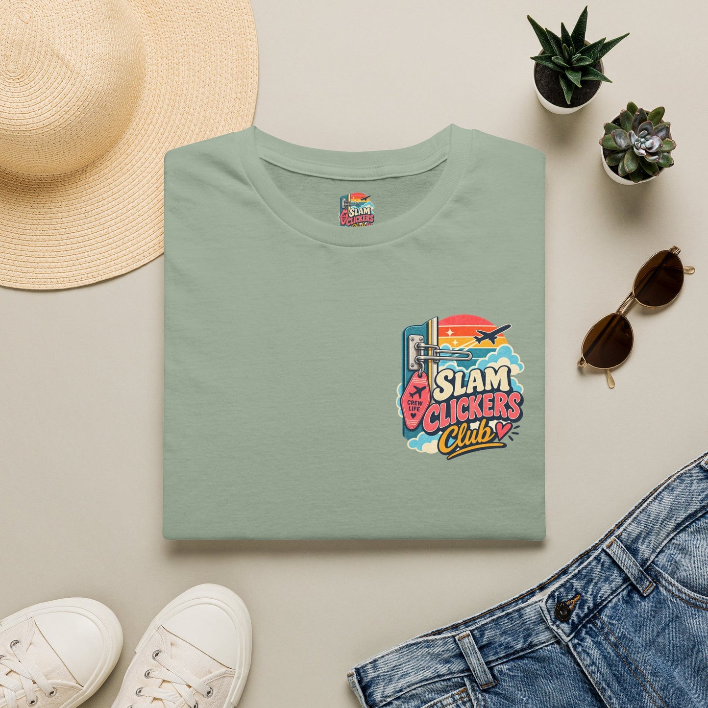 Slam Clickers Club T-Shirt | Retro Surf Neon Logo