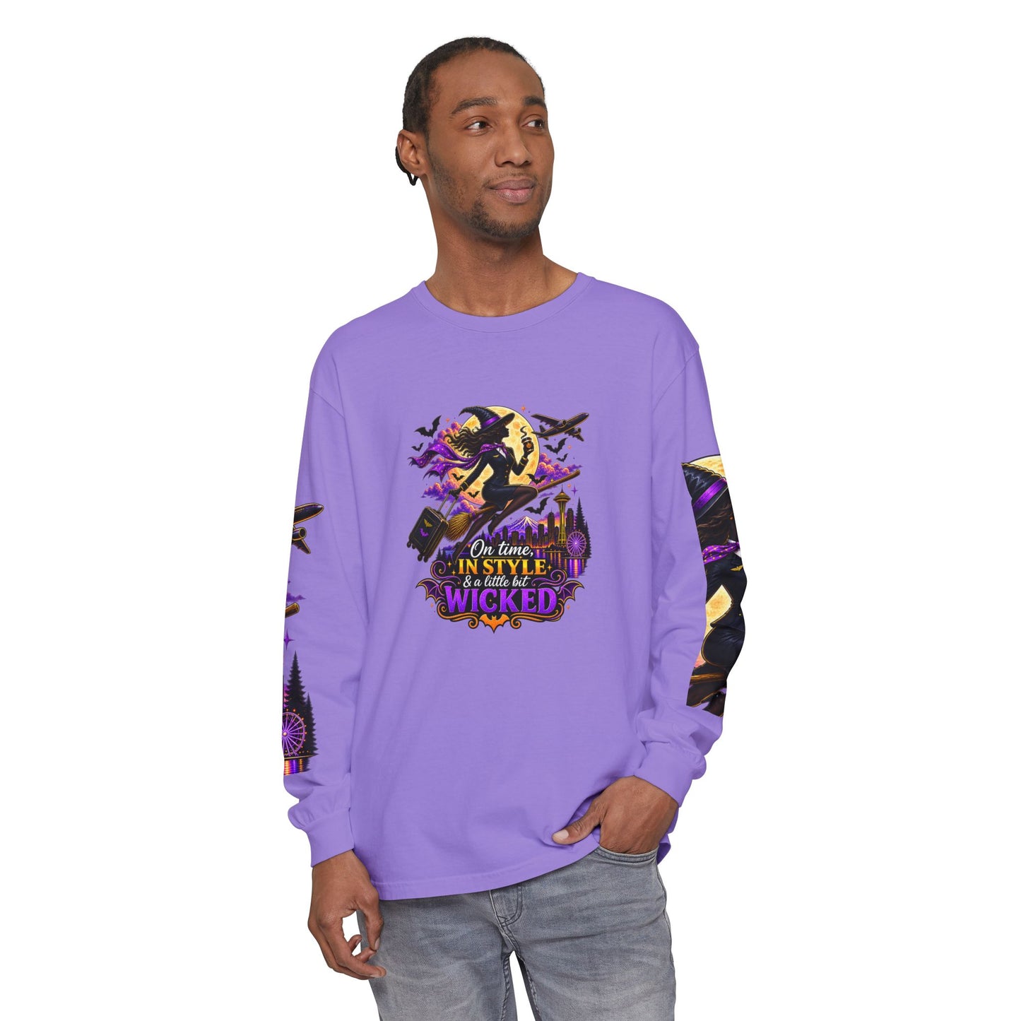 Wicked Witch Long Sleeve Tee — "In Style & a Little Bit Wicked" Halloween Shirt