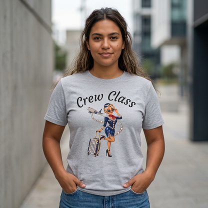 Crew Class T-Shirt — Retro Flight Attendant Graphic Tee