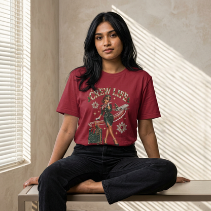 Crew Life T-Shirt — Retro Flight Attendant Pinup Tee