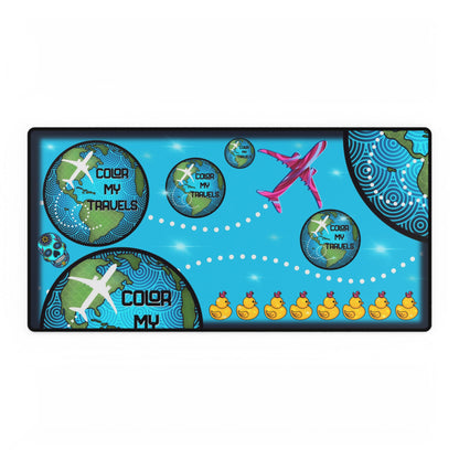 Color my travels large Desk Mats