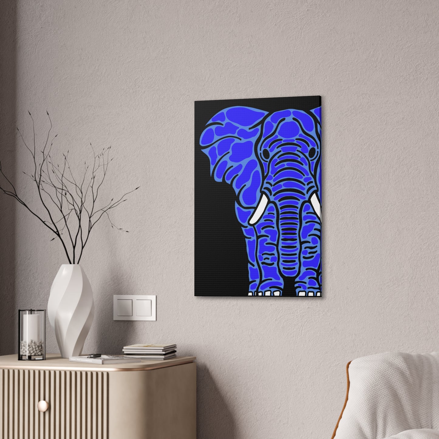 Neon Blue Elephant Canvas Print