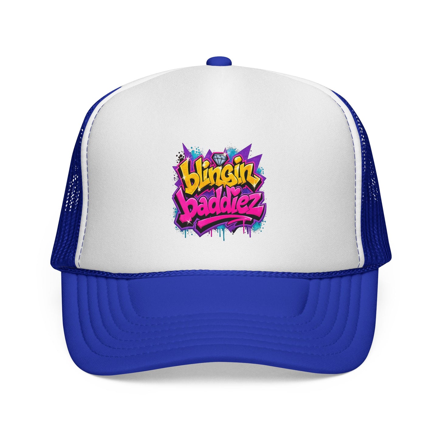 'Blingin Baddiez' Colorful Graffiti Mesh Hat